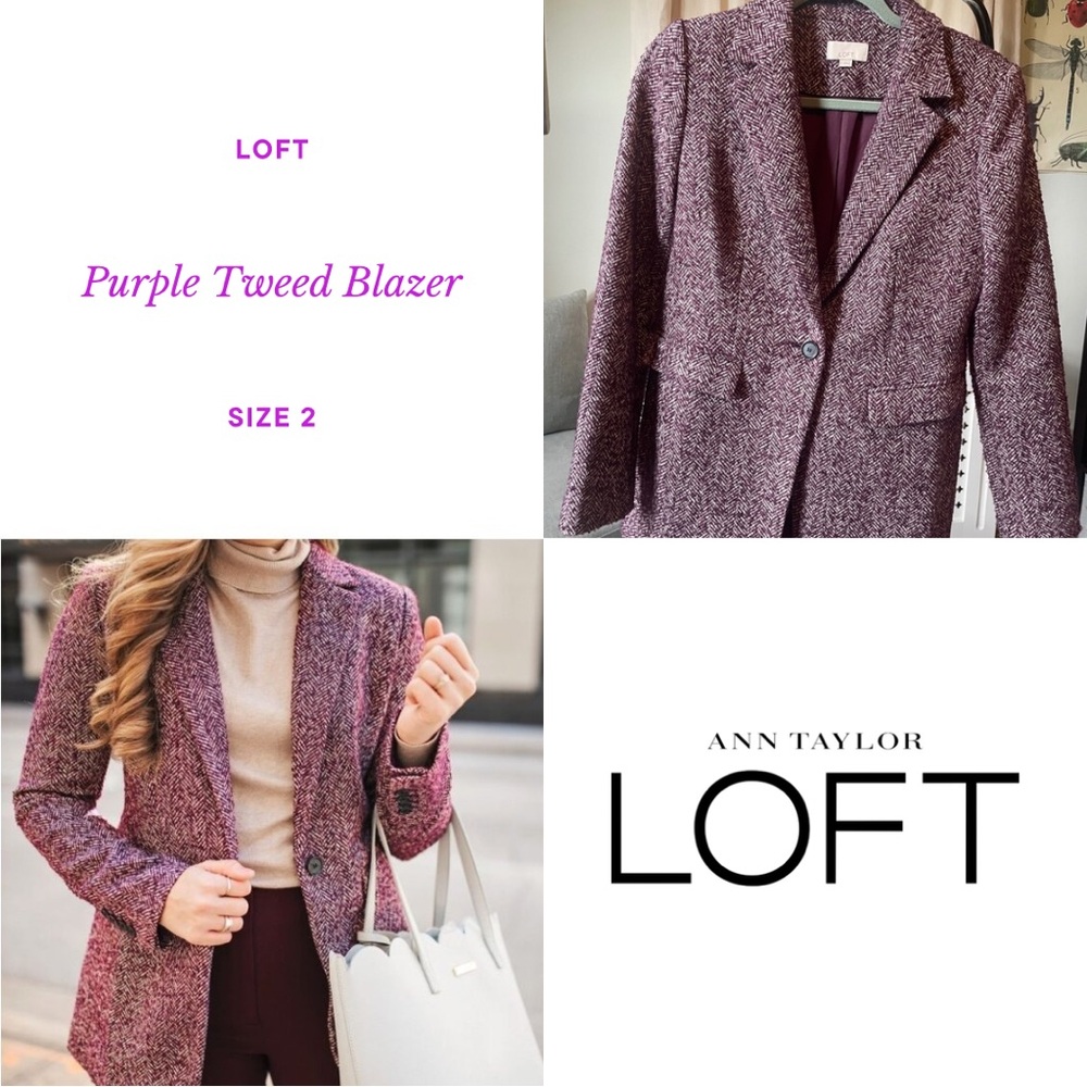 Loft Purple Tweed Blazer